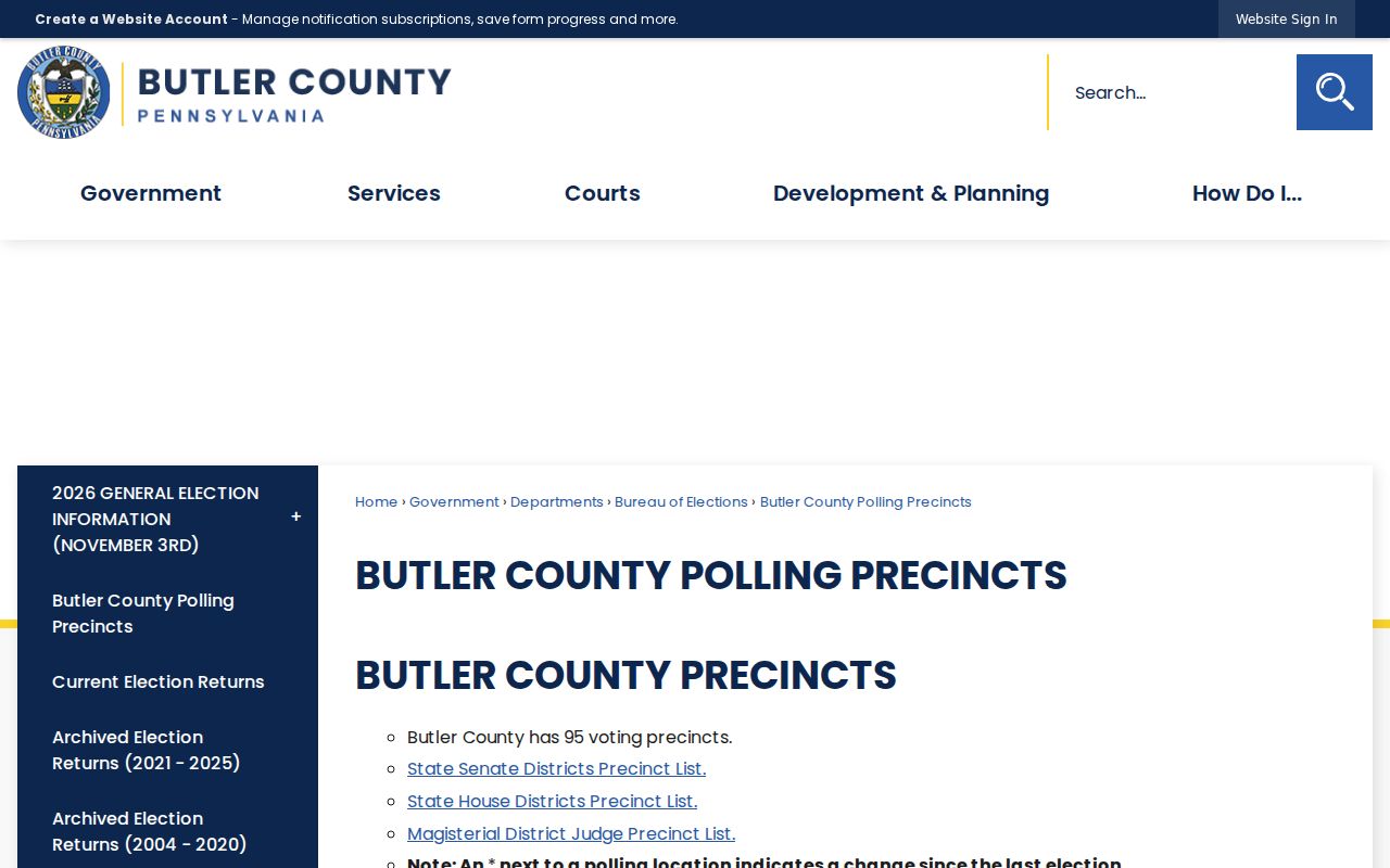 Cranberry Township neighbors Butler County polling precinct reference