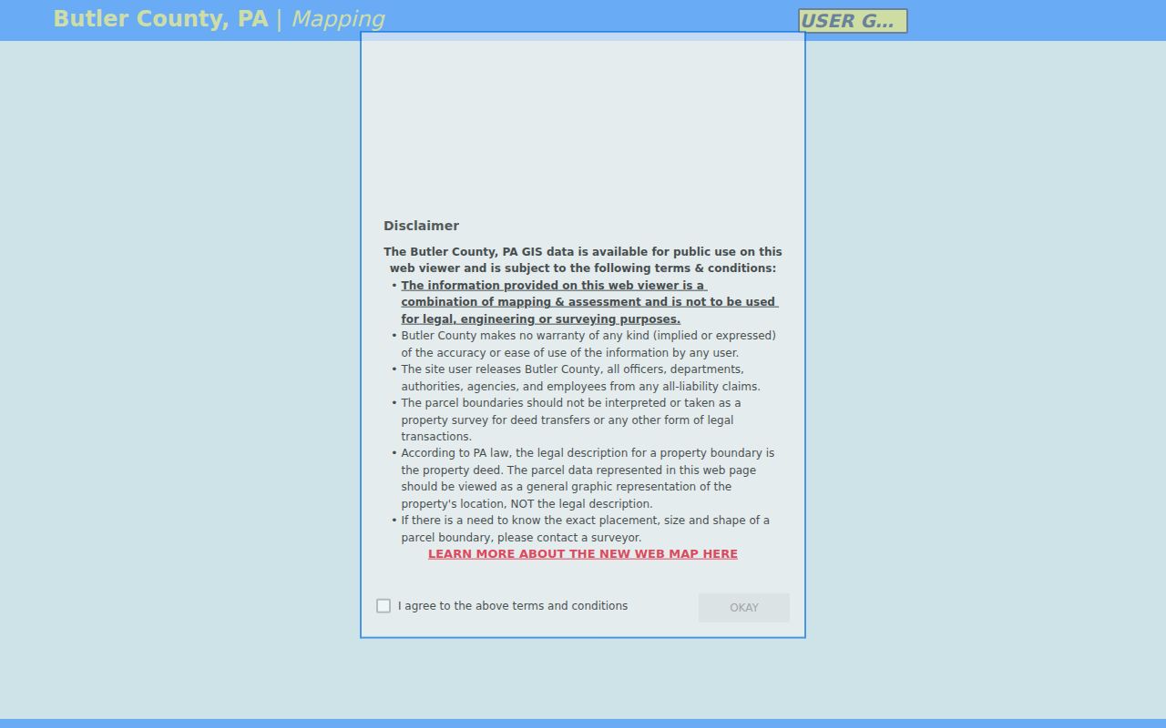 Cranberry Township neighbors Butler County GIS Online Search screen