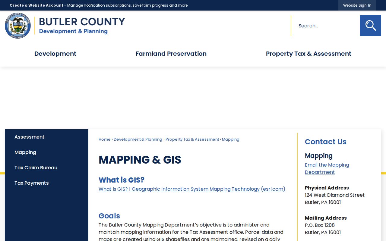 Cranberry Township street directory Butler County mapping information